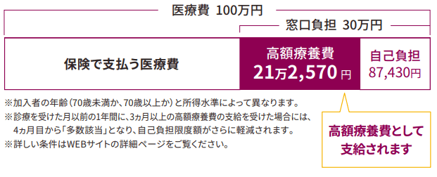 【例】適用区分が「ウ」で、医療費自己負担が月30万円（医療費3割負担）の場合