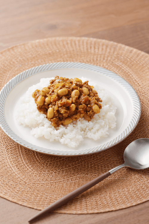 電子レンジで簡単 大豆入りキーマカレー