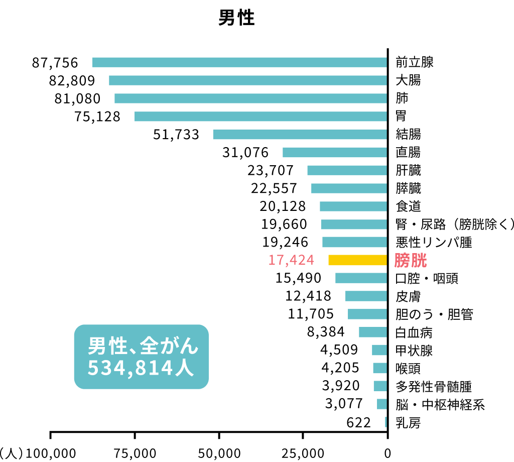 部位別：がんと診断された患者数（2020年）3）_男性