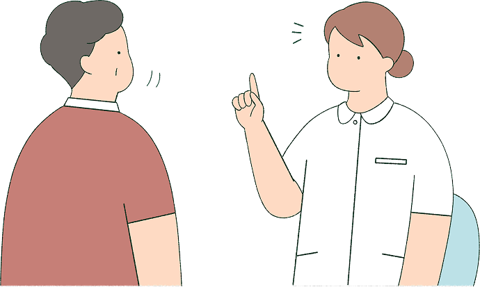 画像 看護師と話すCさん