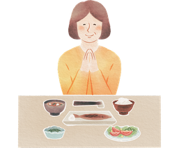 イラスト 食事する女性