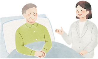 イラスト 男性と医療関係者