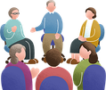 患者同士の支え合いの場には患者会、患者サロン、ピアサポートなどがある